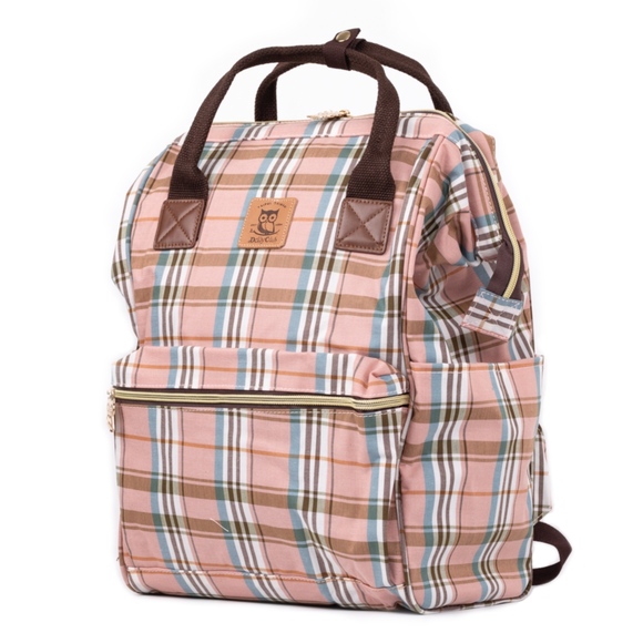 pink plaid backpack